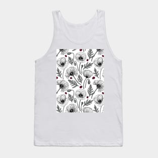 White poppies and ladybugs Tank Top